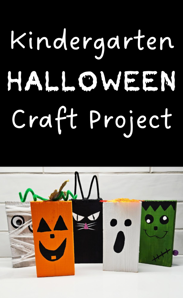 easy Halloween craft for kids shows a pinterest image.