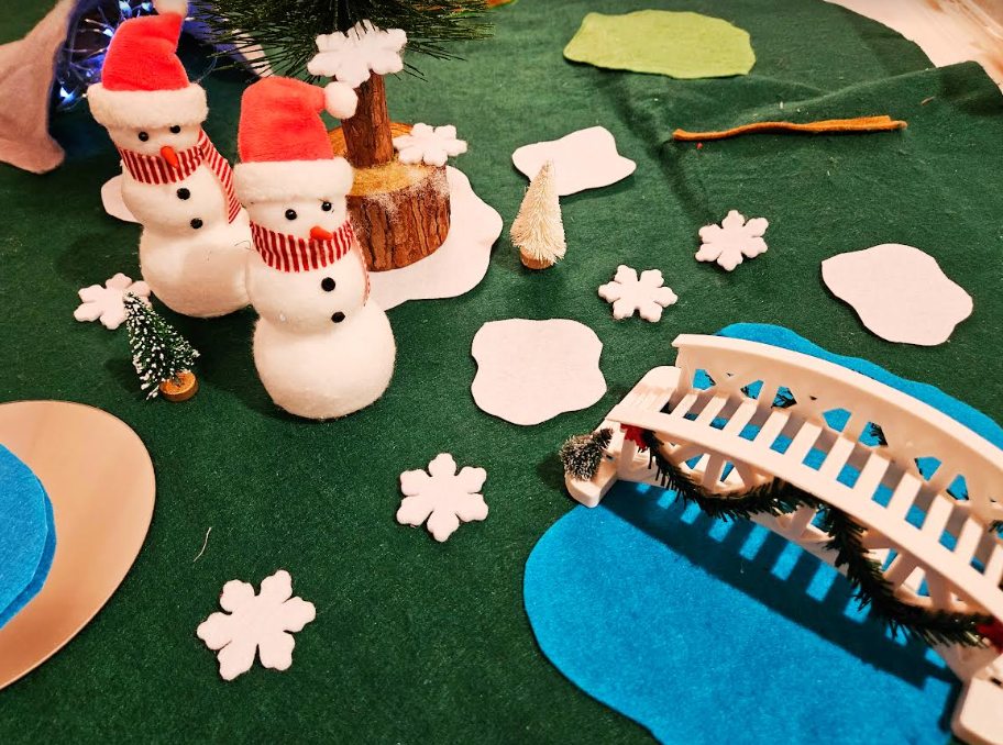 small world play shows a winter themed felt play mat.