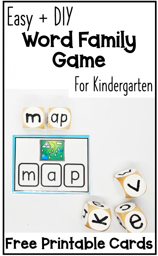 DIY fun word family game shows a pinterest pin for an activity for making words.