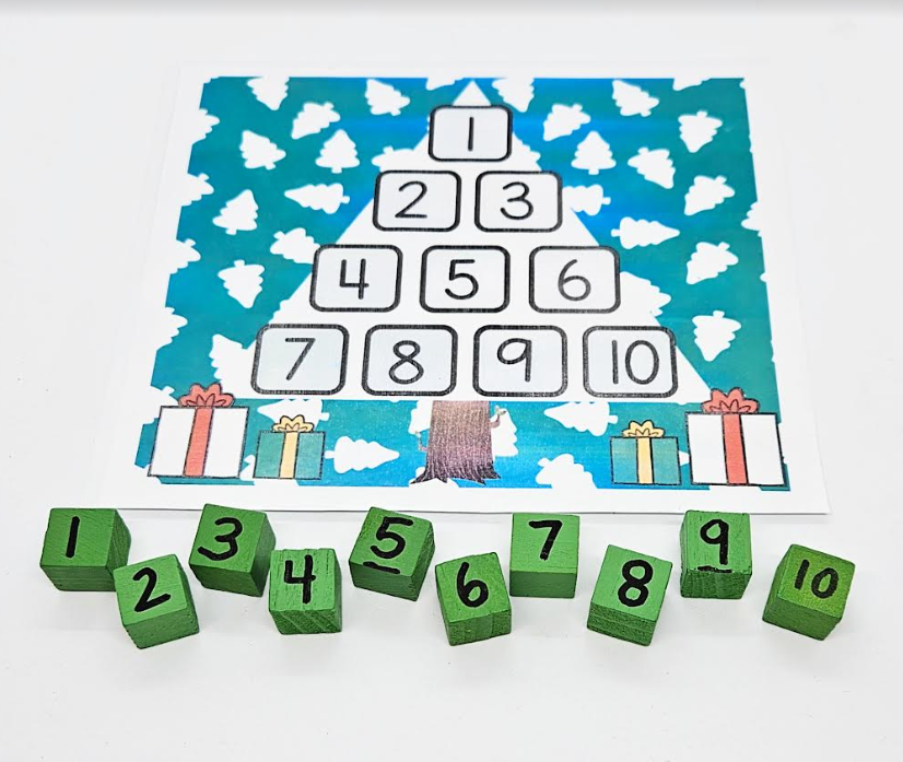 STEM activity shows green numbered blocks 1-10 and a page with an x-mas tree on it.