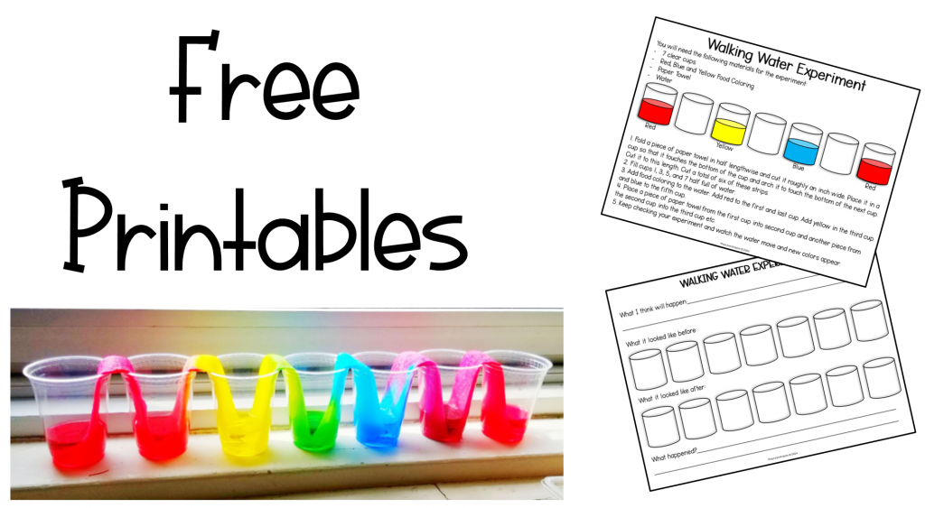 free printables for a walking rainbow experiment.