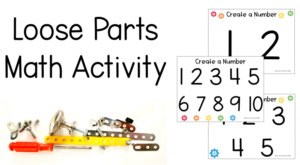 loose parts math activity shows the subscriber button and three free pages.