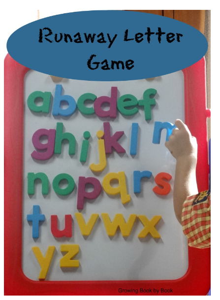 best letter activities for kindergarten shows a runaway letter game with each letter of the alphabet on a magnetic board.