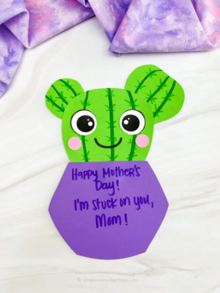 Mother's Day Gifts for Kindergarteners to Make shows a cactus card.