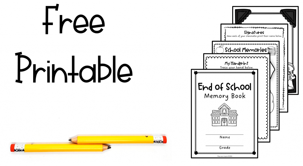 free end of year memory book shows a free printable image.