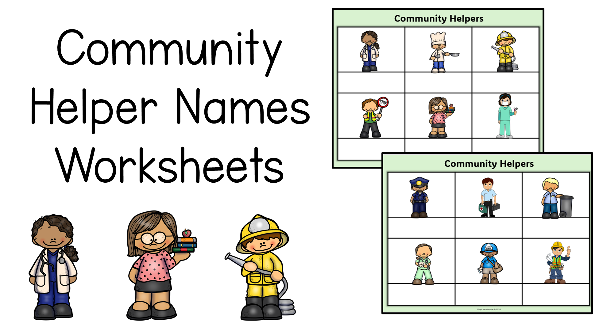 Free Community Helpers Name Worksheets