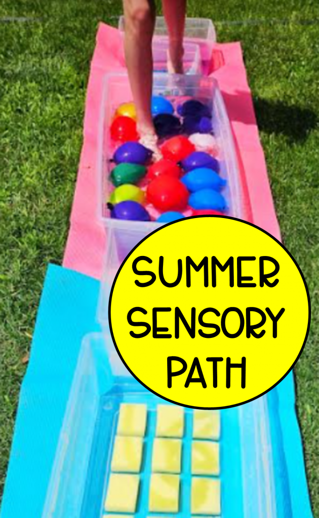 summer sensory path shows a pinterest pin.
