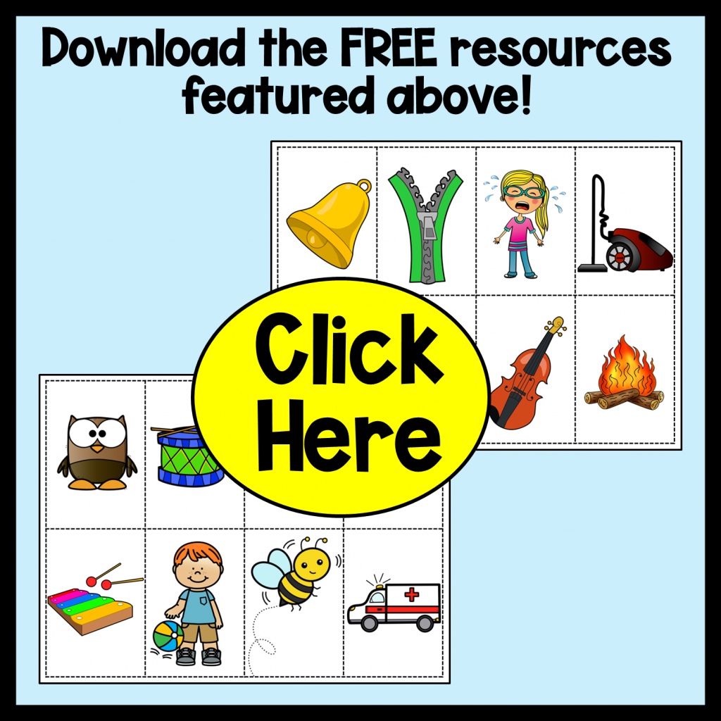 free preschool music activity shows a box with printable cards and a subscriber button.
