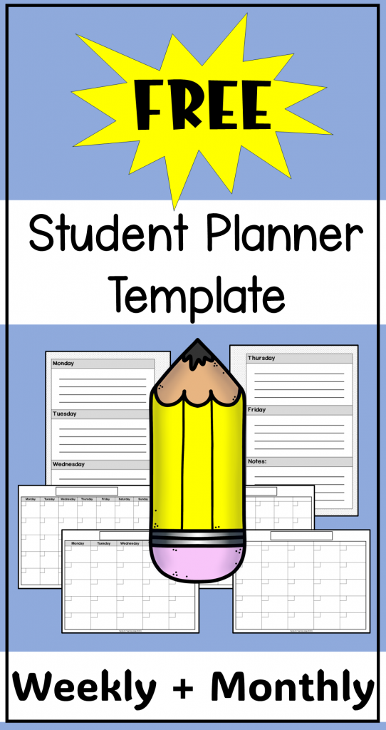 free student planner printable templates shows a pinterest pin.