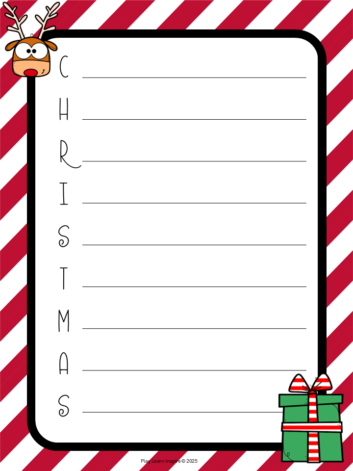 poetry for kids shows a printable christmas acrostic poem.