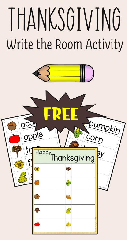 free thanksgiving write the room activity shows a pinterest pin.